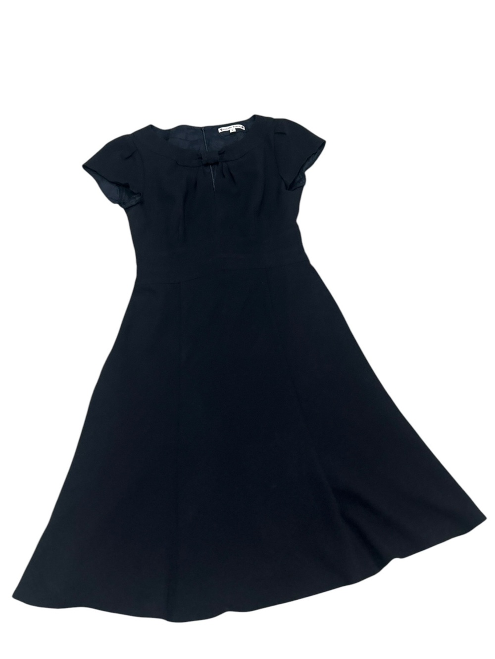 Nanette Lepore Black Fit-and-Flare Dress Bow Neckline cap sleeve lined size 6 - Picture 2 of 10